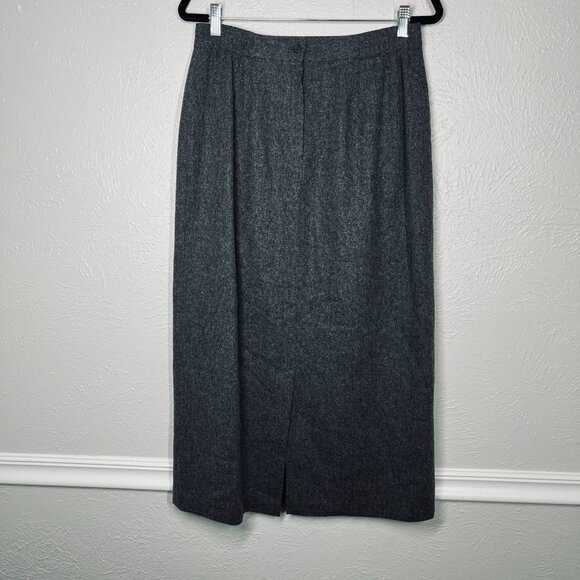 Vintage Sag Harbor Gray Wool Blend Midi Y2K Pencil Skirt Sz. 14 - Picture 3 of 12